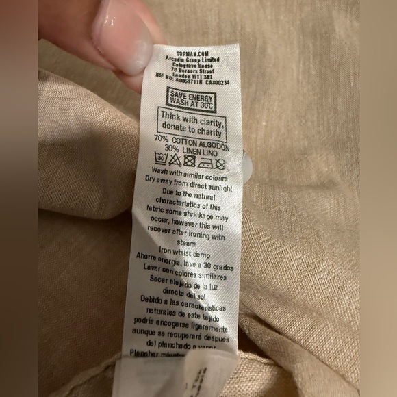 TOPMAN Mens beige Short Sleeve
Button Up Shirt SIZE XL - Picture 8 of 11